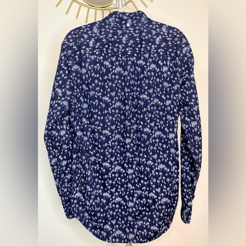 Gap preppy Navy Winter Ski all over print button front 100% Cotton shirt Large - Picture 2 of 9